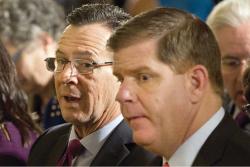 Mayor Martin Walsh, right, was on hand at the White House last week to listen to President Obama’s remarks about executive action on gun control measures. 	AP Photo/Jacquelyn Martin
